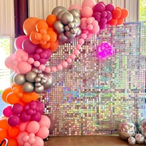 Iridescent Silver Shimmer Wall Backdrop